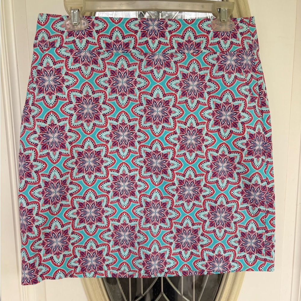 Talbots Teal and Purple Floral Mini Skirt
